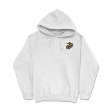 US Marine Corps EGA Embroidered Hoodie Sweatshirt White USMC Licensed -all sizes
