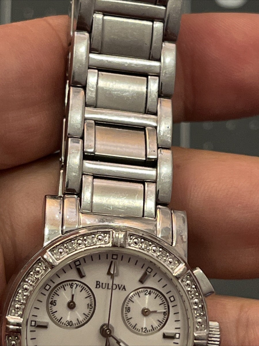 Bulova Chronograph Diamond Bezel Stainless Steel Luxury 