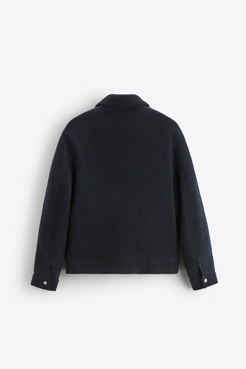 ★ZARA★ BOUCLE TEXTURED JACKET Zara BOUCLÉ TEXTURED JACKET, Navy Blue- XL | eBay