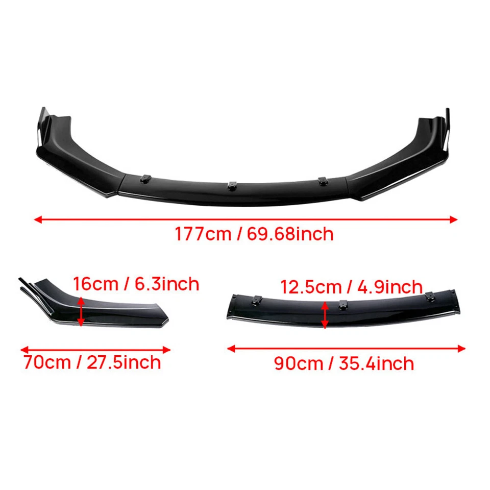 Glossy Black Front Bumper Lip Spoiler Body Splitter For Mazda 3 5 6 CX-3 CX-5 Foto 3 de 4