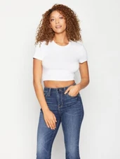 BCBG Women's Cropped Baby Tee Medium Optic White NWT