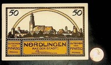 1921 Germany NORDLINGEN 50  Phennig Banknote / Notgeld