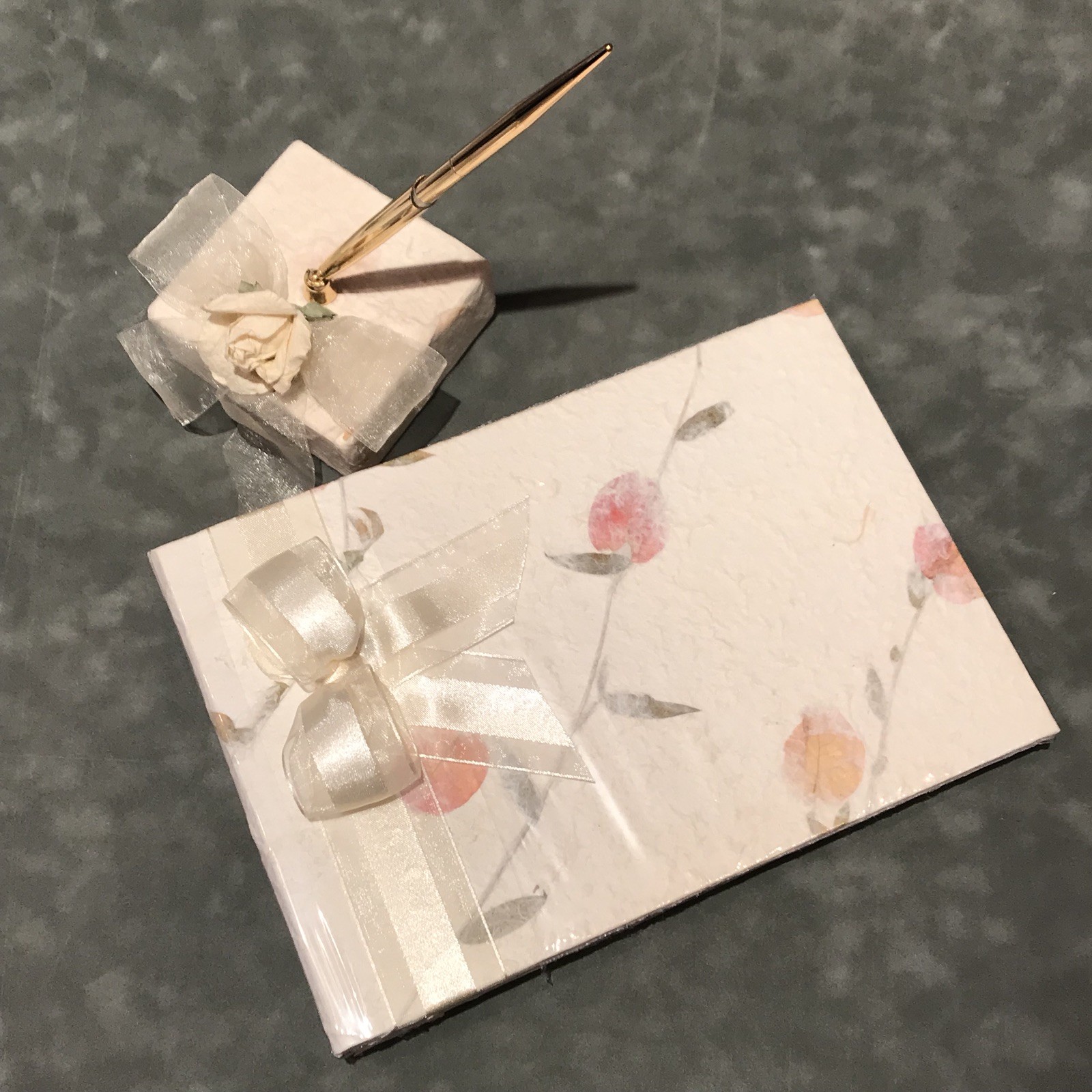 Natural Mulberry Paper Guest Book/ Pen And Holder Set eBay