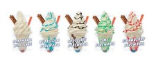 Screwball Ice Cream Stickers Set of 5 Flavours - 15cm high die cut vinyl decals 