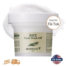 SKINFOOD Rice Mask Wash Off 3.5oz / Gently Exfoliates the Skin/Softening with Nu