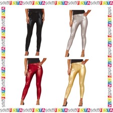 Leggings Donna Discoteca da Danza Lucido Pantalone Elastico Brillante Spandex