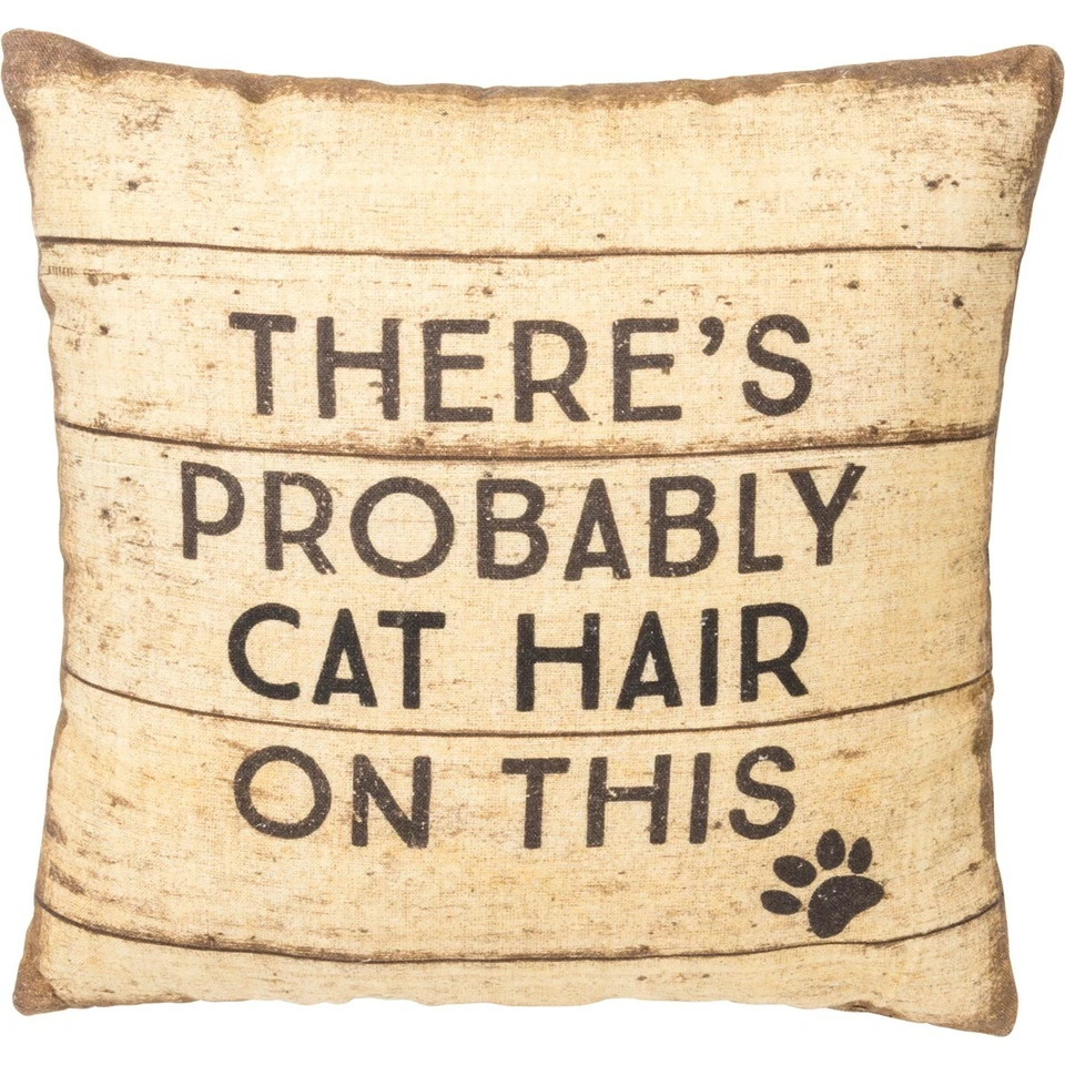 Throw Pillow I Sleep With Cats 12x12" Primitives By Kathy Cat Mom, Cat Dad NEW - Image 2 of 4