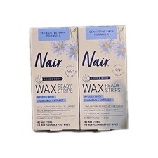 2 Packs Nair Hair Remover Wax Strips for Legs  Body Sensitive Skin 40 Ct Each