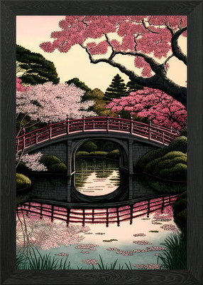 Kirschblüte Japan Kunst Gerahmtes Wandbild Poster Leinwanddruck Bild