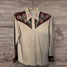 1940  s California RanchWear Cowboy Western Pearl Snap True Vintage Shirt Size 16