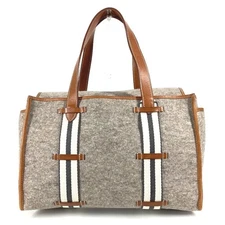 HERMES Camile Shoulder Bag Tote Bag felt / Leather gray/Brown