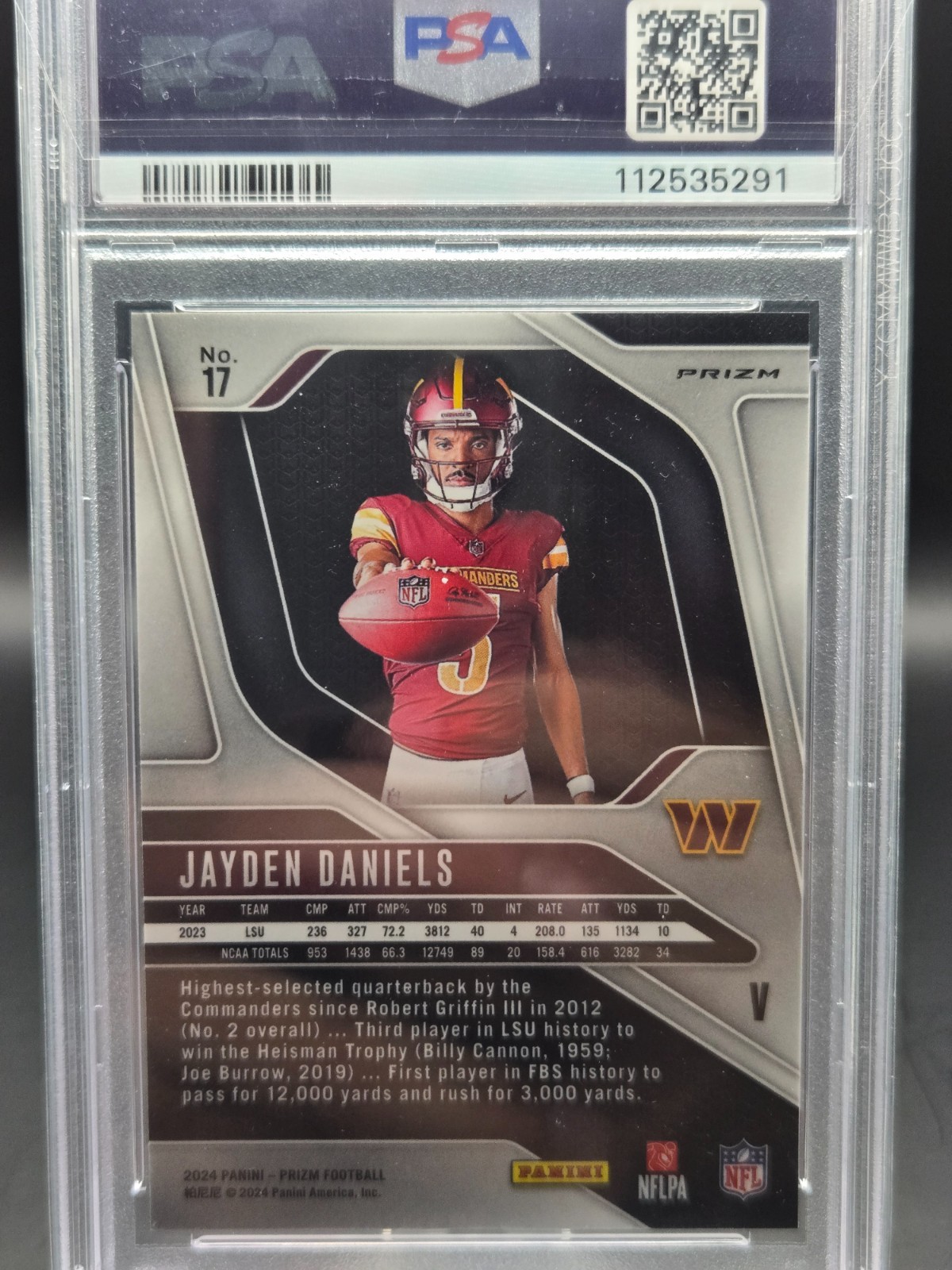 2024 Panini Prizm Rookie Variation Jayden Daniels Silver Prizm RC PSA 10 view 3