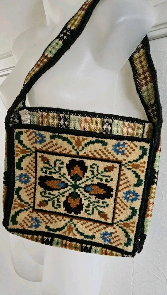 Antiguo Bolso de Mano de Hombro Floral Alfombra Artes y Manualidades Tapiz de Lana Clásico Foto 2 de 4