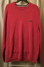 Vintage Chaps Men's Red Knit Pullover Sweater Cotton Logo Crew Neck Size XXL