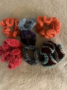 7 Crochet Scrunchies Lot