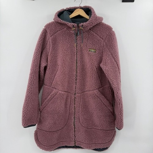 L.L. Bean Women's Mountain Pile Hooded Fleece Coat Plush Sherpa Reg Large L