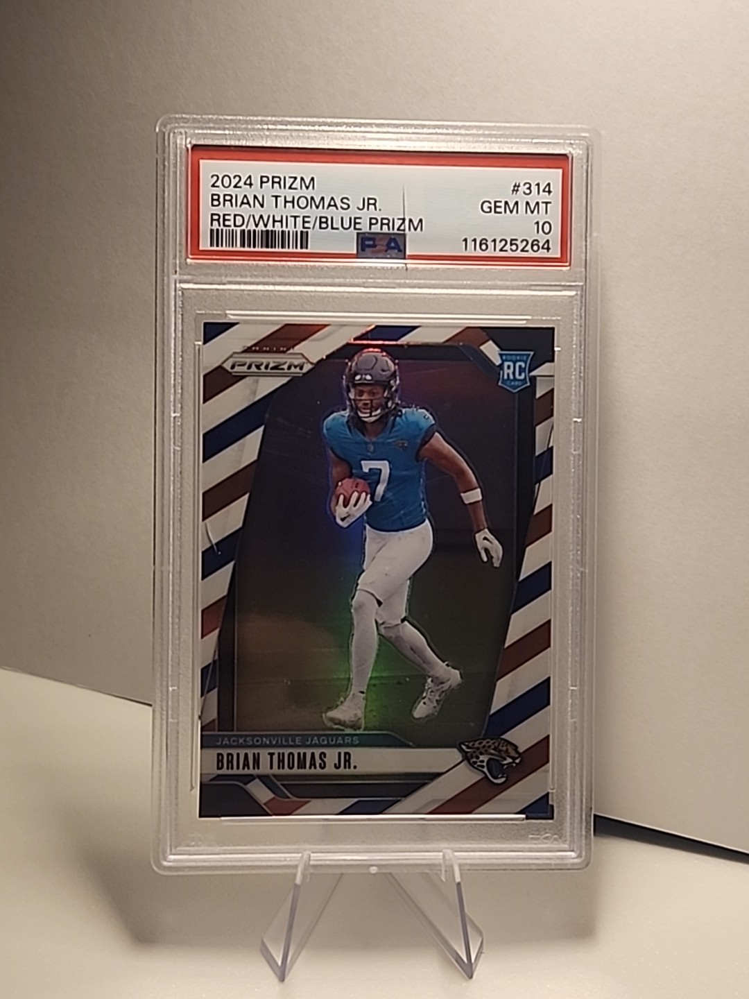 2024 Panini Prizm - Brian Thomas Jr. #314 Red White & Blue Prizm (RC) PSA 10