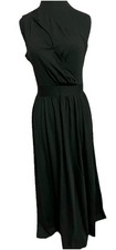 Long Elegant Dress One Shoulder Evening Gown High Slit Womens Size MEDIUM Black