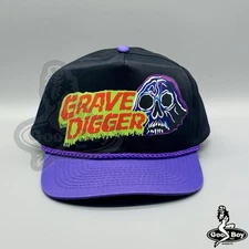 GRAVE DIGGER Hat Vintage Trucker Rope Cap Black Purple Monster Jam Monster Truck