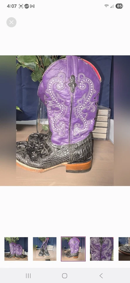 Mujer FERRINI * Cuero * Caimán * Botas Western Show * Talla 9/9.5 * 12" de Alto Foto 3 de 4