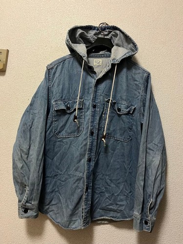 Orslow, orSlow Or Slow Vintage Denim Shirt With Hood/3 Indigo Made in Japan Size L/3