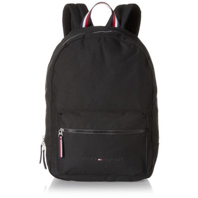 TOMMY HILFIGER Backpack Unisex Black Canvas Everyday Casual Travel School Logo