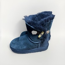UGG Boots Keely Kids Size 11 Black Suede Wool Sheepskin Toggle Closure