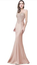 Formal Dress Bodycon Mermaid Appliques Lace Elegant Dress ROSE-GOLD size Small