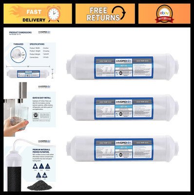 Inline Activated Carbon Water Filter Cartridge for Refrigerator & Ice Maker - 3