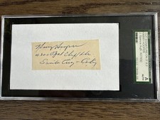 Harry Hooper Red Sox Autographed 3x5 Slabbed Spence COA 