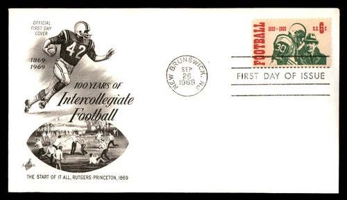 Mayfairstamps US FDC 1969 New Jersey intercollegiate football anniversary art cr