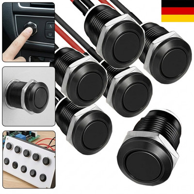 5pcs 12mm Taster Wasserdicht,Metall Drucktastenschalter ?Edelstahl,12V