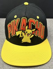 Pokemon Pikachu Pika Black Yellow Embroidered Snapback Hat Cap