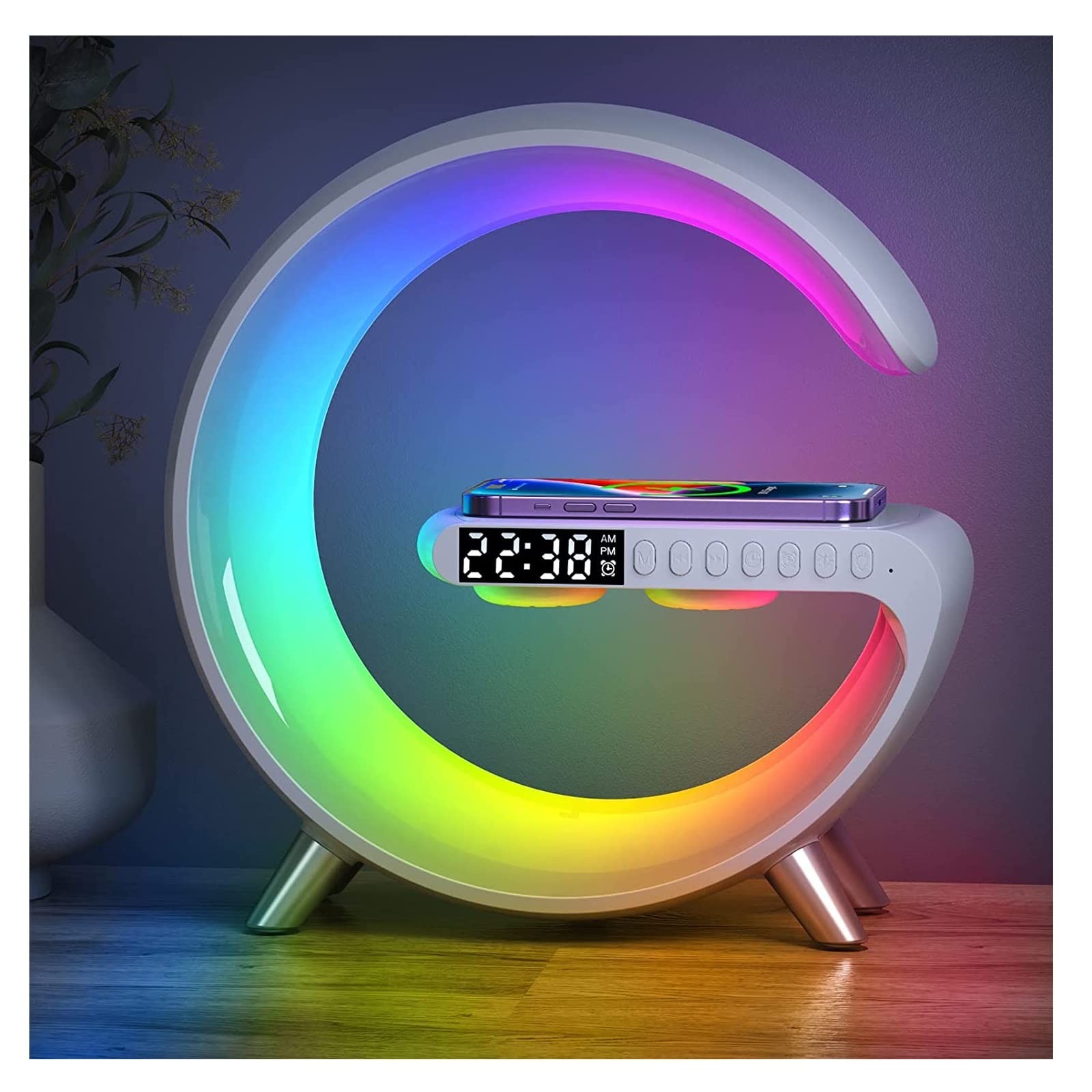 Smart LED Table Lamp, 4-in-1 Wireless Charger, Night Light, 