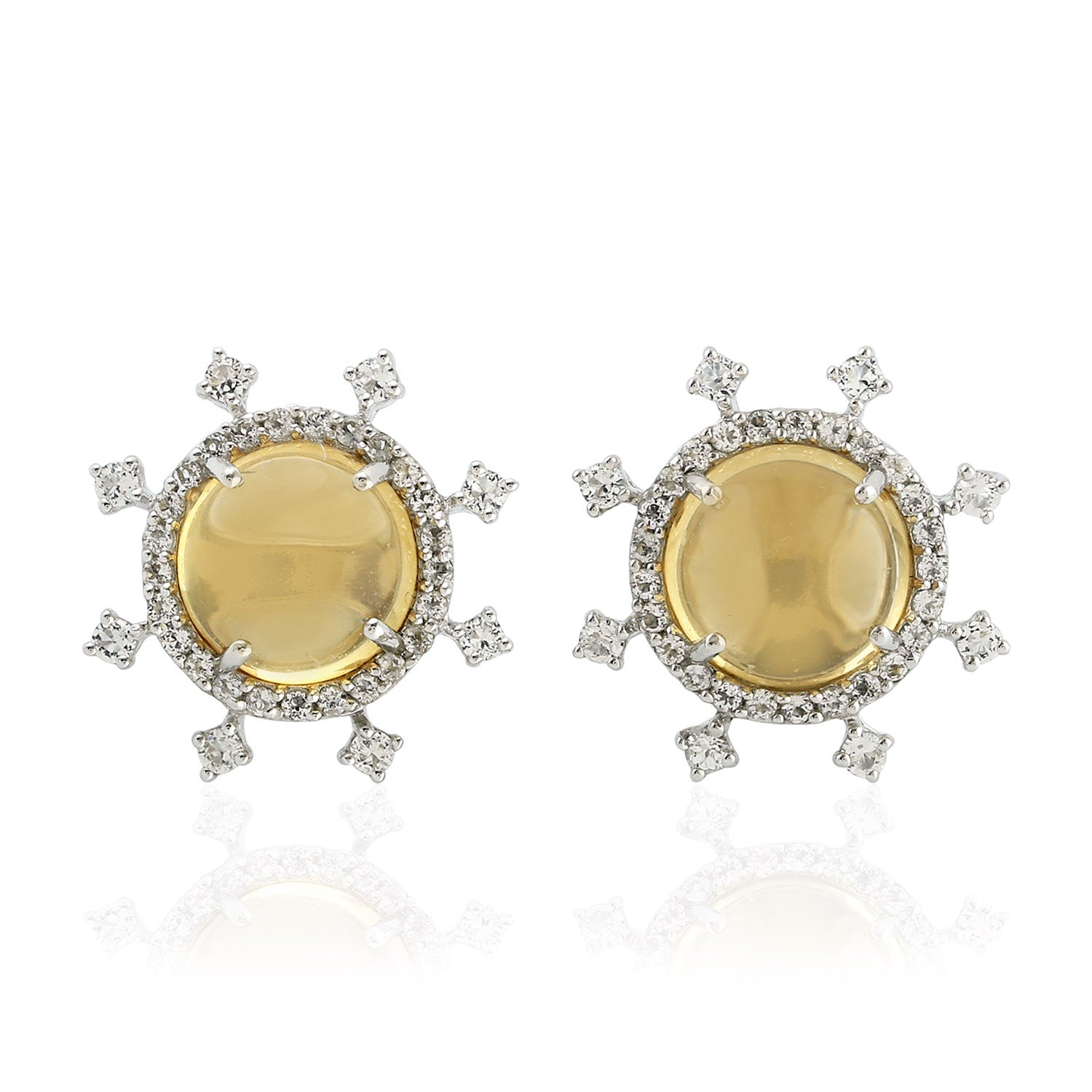 Natural Citrine Topaz Stud Earrings in 925 Sterling Silver Jewelry