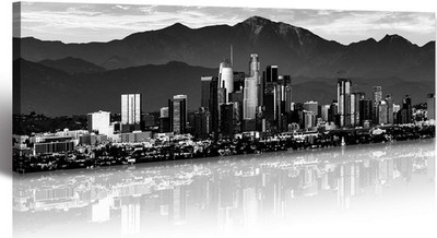 Jiazugo Los Angeles Skyline Canvas Wall Art Large Black And White Cityscape