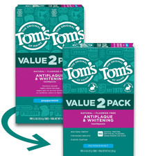 Tom's of Maine Antiplaque Whitening Peppermint Toothpaste Fluoride-Free 4 Pack