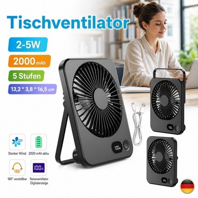 Mini Ventilator Tragbar Leise 2000mAh USB Typ Aufhängbar Handventilator für Büro