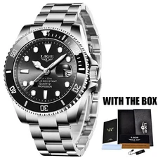 LIGE Men’s Luxury Diver Watch 30ATM Waterproof Quartz Sport Wristwatch with Date