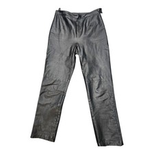 CLIO Leather Pants Genuine Soft Leather Straight Leg Lined Black Womens Size 10