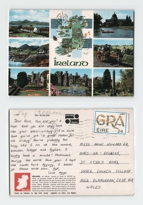 Vintage Postkarte Irland Multi View Karte Eselwagen John Hinde um 1970
