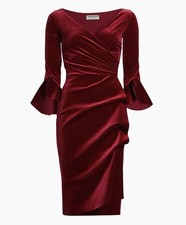 nwt Chiara Boni La Petite Robe Triana Velvet Dress in Garnet Size 2 $750