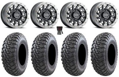 Raceline Squad Bdlk 15'' Wheels Bk +10mm 32'' Mongrel Tires Can-Am Maverick X3
