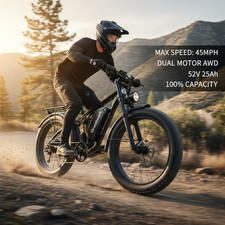 5000W Electric Bike for Adults 26" Fat Tire 45MPH AWD Dual Motor Off-Road Ebike