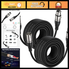 50ft XLR Microphone Cable - 2 Pack, 3-Pin Male to Female Audio Cables