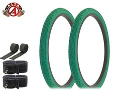 Alta Bicycle Cruiser Durable Tire 26 X 1.95 Green City Cavalier Slick 6pc Set.