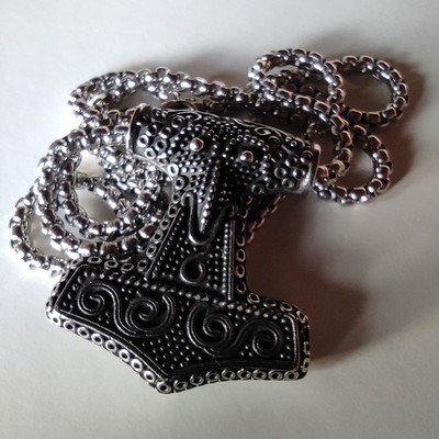 Anhänger mit Kette Wikinger Mjölnir Thors Hammer Edelstahl 316L Schmuck