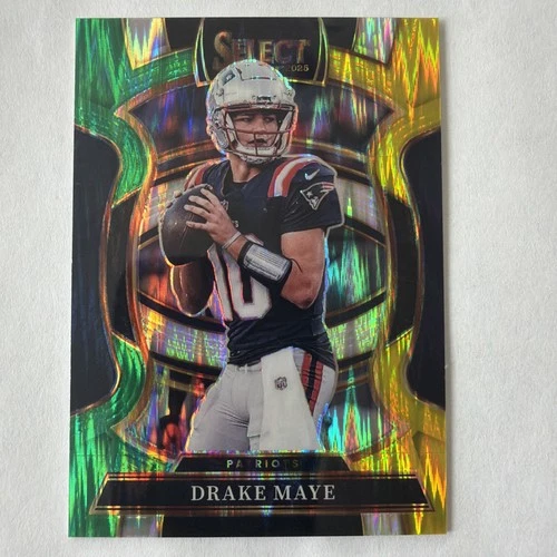 2025 Panini Select Drake Maye Green Yellow Shock Prizm #80 Concourse