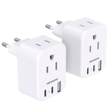 European Travel Plug Adapter for International, Italy Spain Power Adapter 2 O...