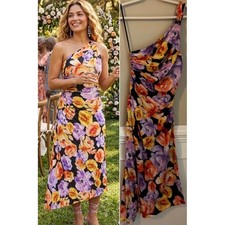 Geisha Designs Paras Shalini x Anthropologie Floral One Shoulder Dress Size S